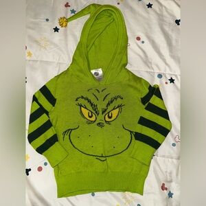Green striped hooded Grinch sweater